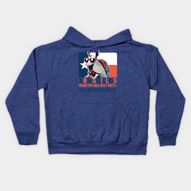 Armadillo - Texas Armadillo: When the Wild West meets the Armored South. Kids Hoodie by JessArty